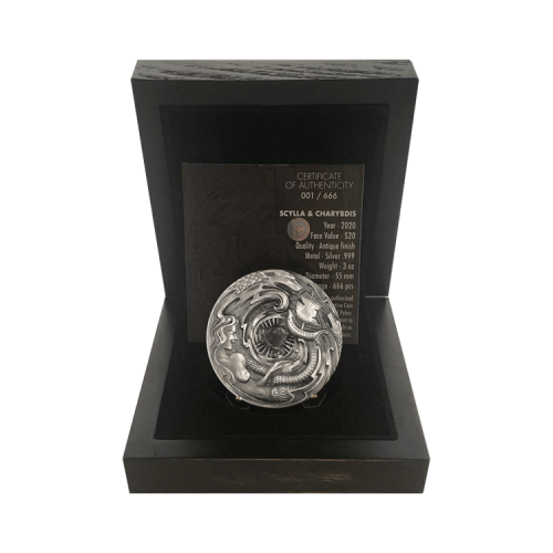 3 troy ounce silver coin Scylla and Charybdis Evil Within 2020 front