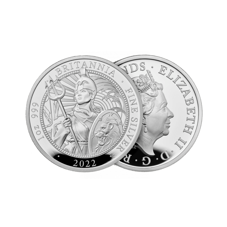 1 troy ounce zilveren munt Britannia 2022 Proof angle 1