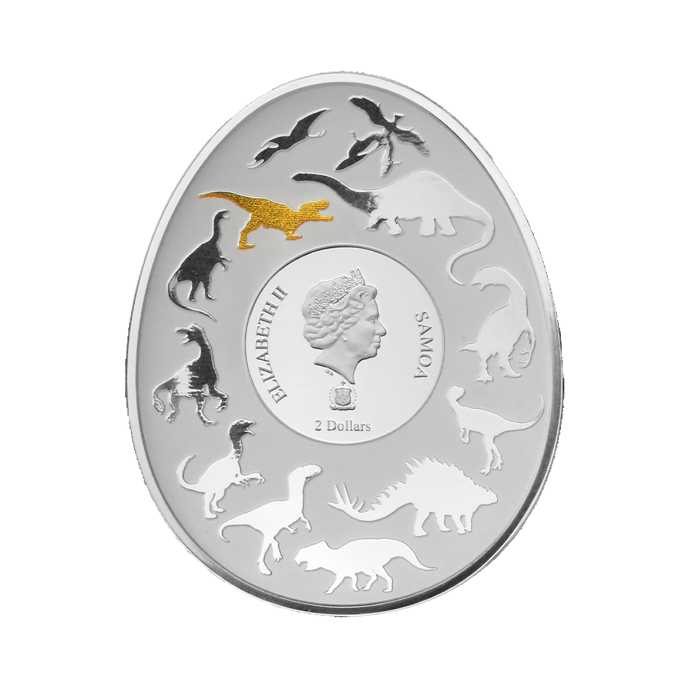 1 troy ounce silver coin Dinosaurs in Asia - Tarbosaurus back