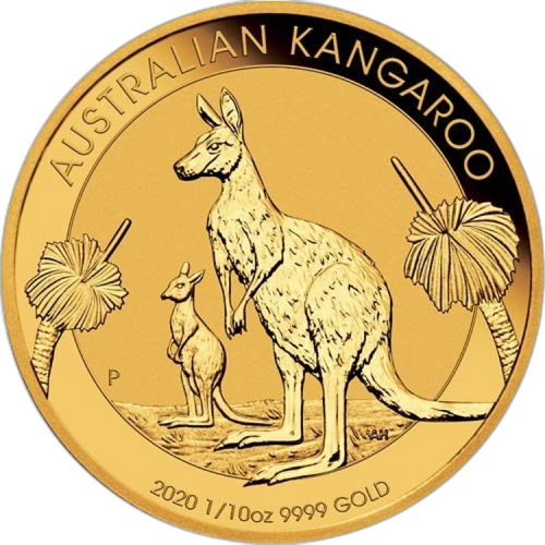 Gold 1/10 troy ounce golden Kangaroo coin 2020 front
