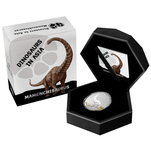 1 oz zilveren Dinosaurs in Asia "Mamenchisaurus" voorkant