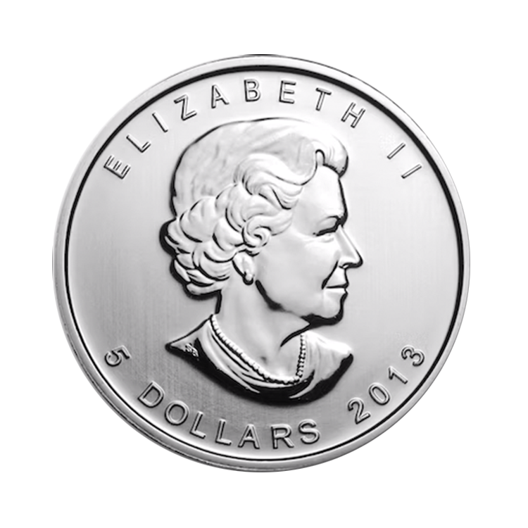 1 troy ounce zilveren Maple Leaf Antilope 2013 achterkant