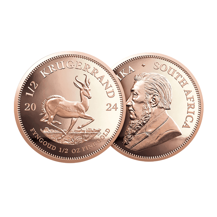 1/2 troy ounce gold coin Krugerrand 2024 Proof angle 1