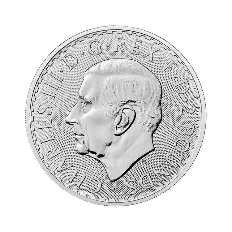 1 troy ounce zilveren Britannia munt uit 2024 met koning Charles III erop