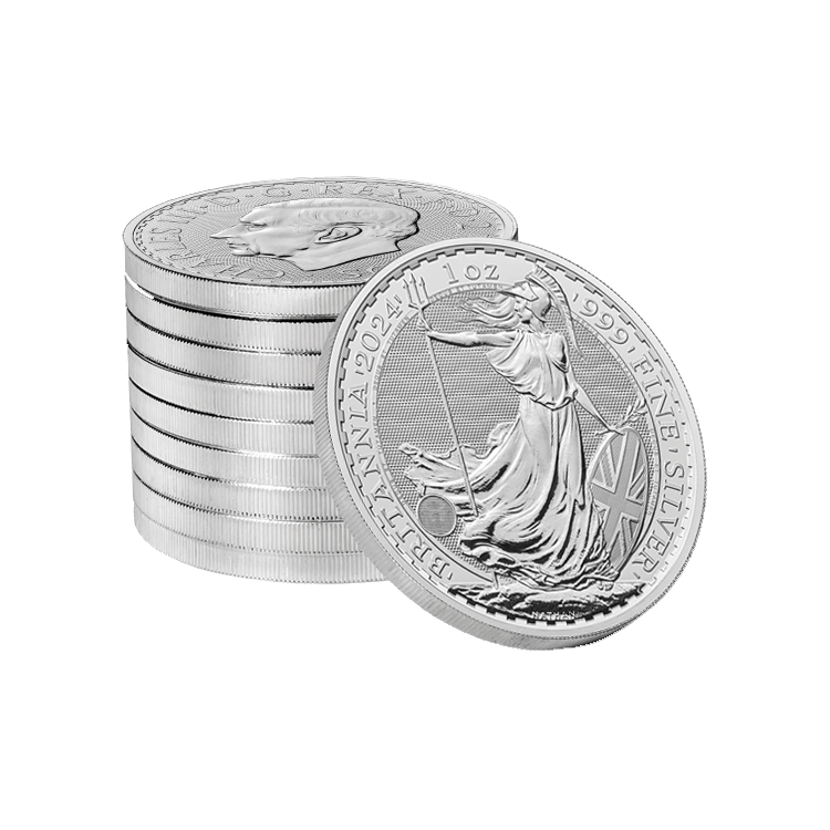Ontwerp van 1 troy ounce zilveren Britannia munt uit 2024