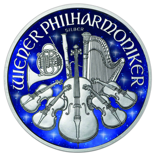 1 Troy ounce zilveren munt Glowing Galaxy Philharmoniker 2019 front
