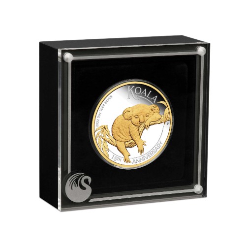 3 troy ounce silver coin Koala gilded 2022 - 15-year anniversary front