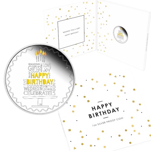 1 troy ounce silver coin Happy Birthday 2022 Proof front