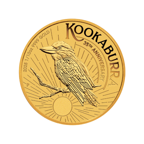 1/10 troy ounce gold Kookaburra coin 2025 | 35th Anniversary front